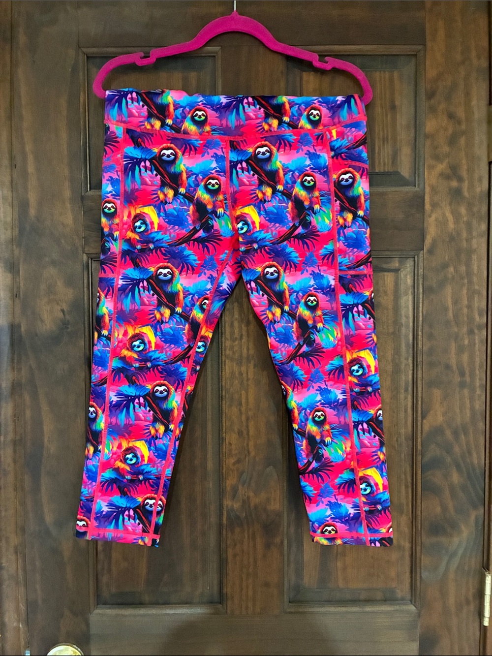 Constantly Varied Gear Bright Pink Multi Tropical Sloth Leggings